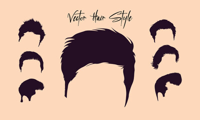 Set of man Vector Hair Silhouette Art