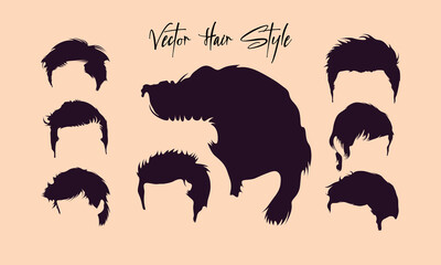 Set of man Vector Hair Silhouette Art