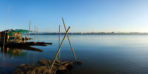 Fototapeta premium basket for fishing on the mekong river