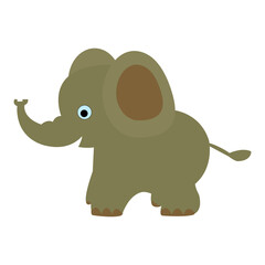 happy and cute elephant on white backdrop