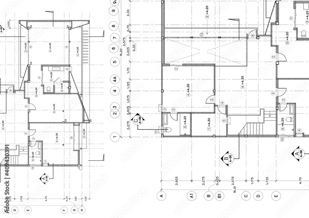Fototapete Write a blueprint architecture for building.