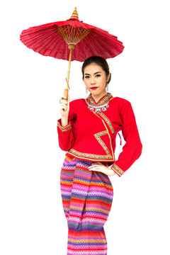 Thai women with traditional Thai lanna suit in Studio