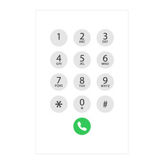 Smartphone dial keypad design. Keyboard template in touchscreen device. User Keypad with numbers and letters for phone. Keypad on smartphone screen. Mobile phone numbers panel. Vector illustration. © Vlad