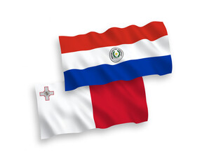 Flags of Malta and Paraguay on a white background