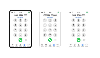 Smartphone dial keypad design. Keyboard template in touchscreen device. User Keypad with numbers and letters for phone. Keypad on smartphone screen. Mobile phone numbers panel. Vector illustration. © Vlad