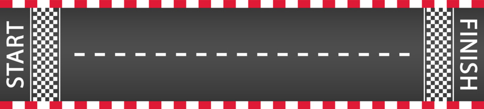 Creative of finish line racing background top view. Race track with start and finish line. Kart race speedway. Asphalt for drive in auto. Vector illustration