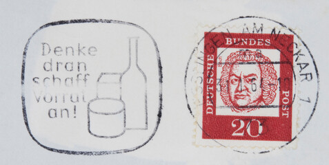 briefmarke stamp gestempelt used frankiert cancel post letter mail brief vintage retro alt old...
