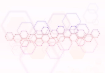 Geometric abstract background with hexagons. Molecule structure and bond. Science, technology and medical concept