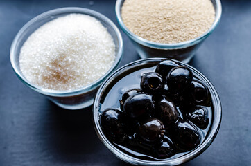 black olives and sugar