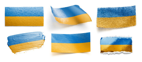 Set of the national flag of Ukraine on a white background