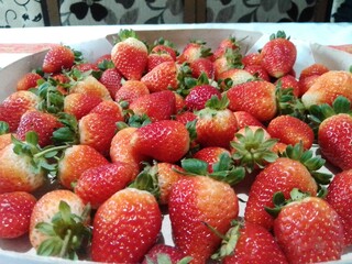 strawberries in a market