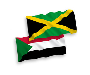 Flags of Jamaica and Sudan on a white background