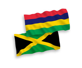 Flags of Jamaica and Republic of Mauritius on a white background
