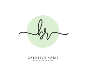 BR Initial letter handwriting and signature logo. A concept handwriting initial logo with template element.