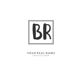 BR Initial letter handwriting and signature logo. A concept handwriting initial logo with template element.