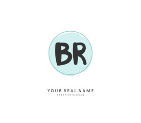 BR Initial letter handwriting and signature logo. A concept handwriting initial logo with template element.