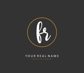 FR Initial letter handwriting and signature logo. A concept handwriting initial logo with template element.