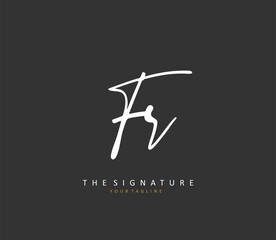 FR Initial letter handwriting and signature logo. A concept handwriting initial logo with template element.