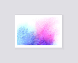 Vector Watercolor Pink and Blue Splash, Light Blue Color, Pastel Colored Illustration, Background Template.
