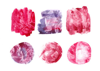 watercolor red, pink, purple blots, streaks, splashes, spots. abstract paint strokes. texture.