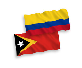 Flags of East Timor and Colombia on a white background