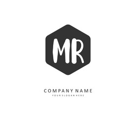 MR Initial letter handwriting and signature logo. A concept handwriting initial logo with template element.