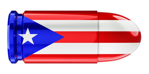 Bullet with Puerto Rican flag, 3D rendering