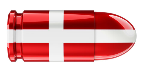 Bullet with Danish flag, 3D rendering