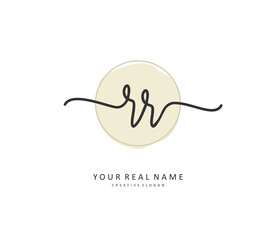 RR Initial letter handwriting and signature logo. A concept handwriting initial logo with template element.