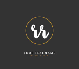 RR Initial letter handwriting and signature logo. A concept handwriting initial logo with template element.