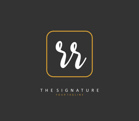 RR Initial letter handwriting and signature logo. A concept handwriting initial logo with template element.