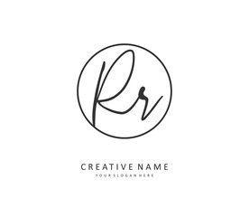 RR Initial letter handwriting and signature logo. A concept handwriting initial logo with template element.