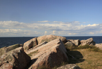 large stone boulders on the shore of the island of Bornholm