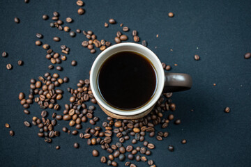 coffee beans on black background