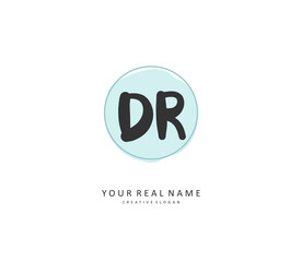 DR Initial letter handwriting and signature logo. A concept handwriting initial logo with template element.
