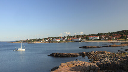 seashore on the Baltic Sea on the island of Bornholm near the town of Alligne