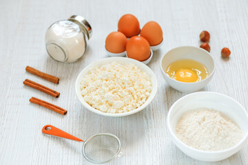 Composition with baking ingredients and cooking utensils 