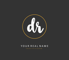 Fototapeta premium DR Initial letter handwriting and signature logo. A concept handwriting initial logo with template element.