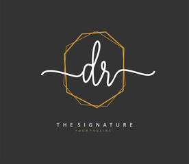 DR Initial letter handwriting and signature logo. A concept handwriting initial logo with template element.