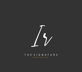 IR Initial letter handwriting and signature logo. A concept handwriting initial logo with template element.
