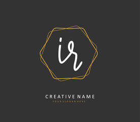 IR Initial letter handwriting and signature logo. A concept handwriting initial logo with template element.