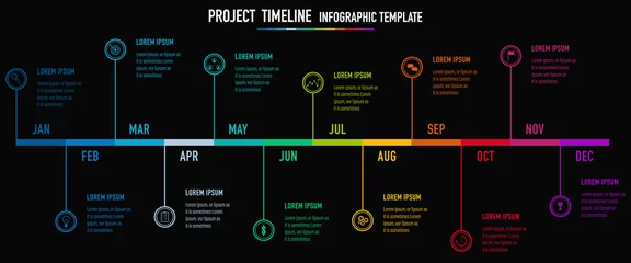 Foto op Plexiglas Project Timeline & Milestones Infographics, 12 months plan  © Anch