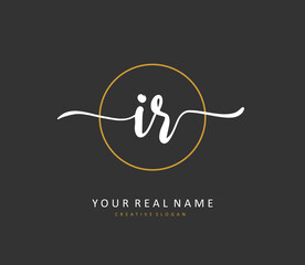 IR Initial letter handwriting and signature logo. A concept handwriting initial logo with template element.