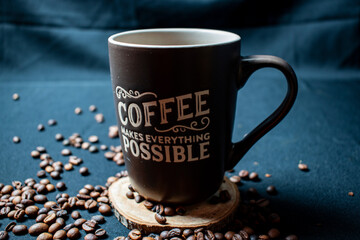 coffee beans on black background