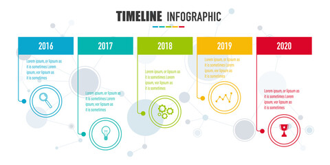 Project Timeline Infographics, 5 years recap, timeframe, milestones and achievements	