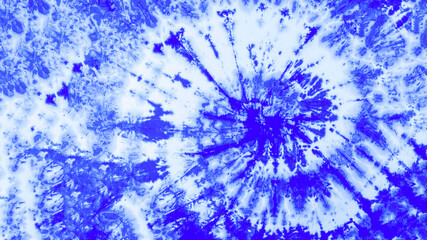Abstract colorful blue indigo white art design batik spiral swirl shibori technology tie dye pattern textile texture background banner