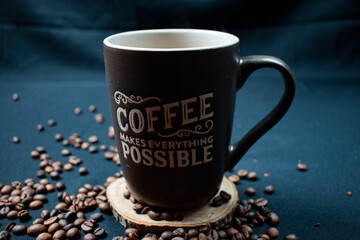 coffee beans on black background