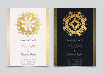 Luxury wedding invitation in mandala