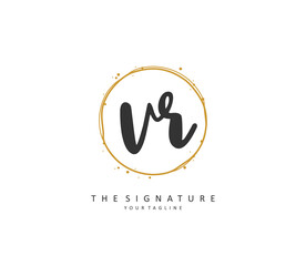 VR Initial letter handwriting and signature logo. A concept handwriting initial logo with template element.