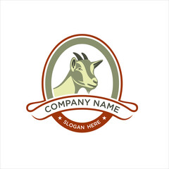 illustration of a goat, logo template for meat or milk goat product.